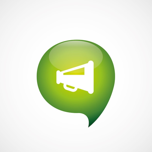 Lautsprechersymbol grün denken Blase Symbol Logo, isoliert auf weißem Hintergrund