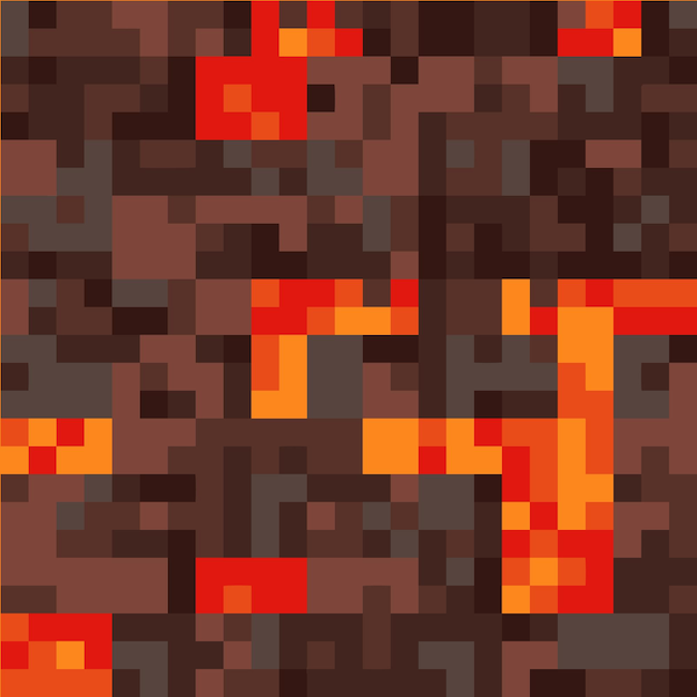 Lava-Block-Hintergrundmuster der Pixel Retro-Konsolen-Spielstufe kubische Pixel-Textur