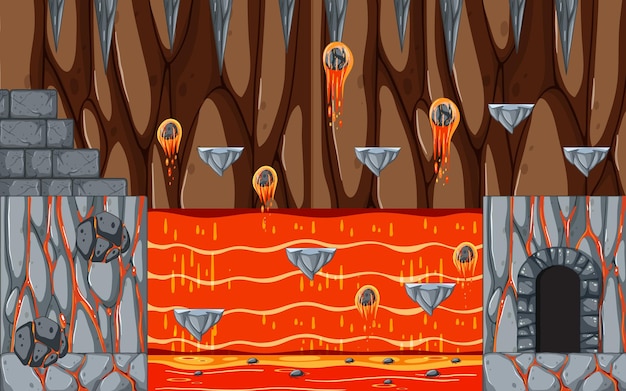 Lava cave platformer spielvorlage