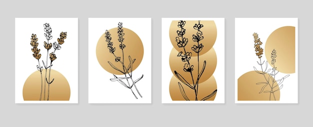 Lavendel handgemalte illustrationen für die wanddekoration minimalistische blume im skizzenstil