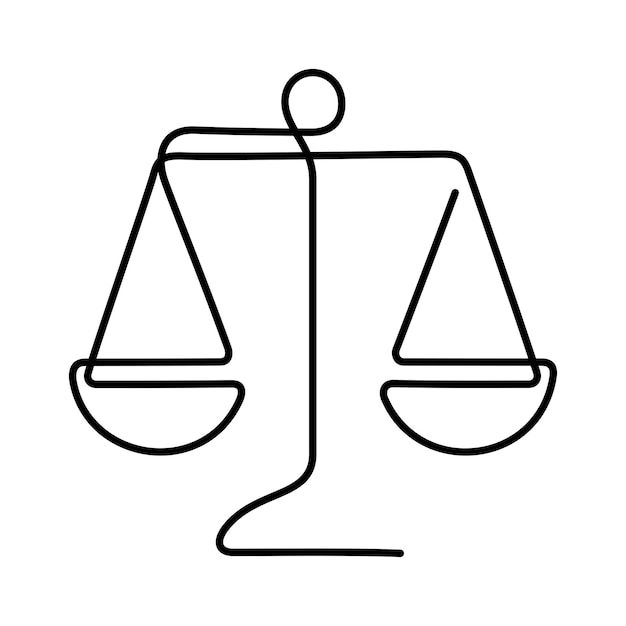 Vektor law balance-skala mit einem linienvektor-symbol