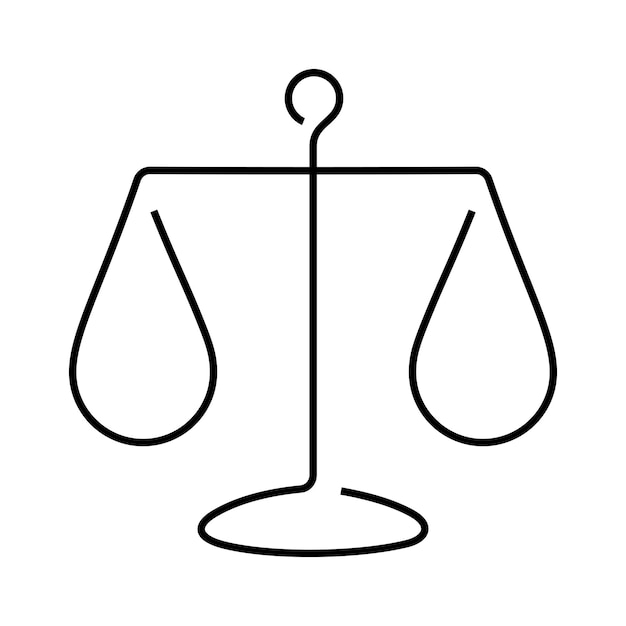 Vektor law balance-skala mit einem linienvektor-symbol