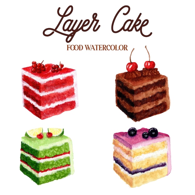 Layer cake food aquarell illustration