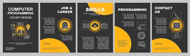 Layout der computerprogrammierungsbroschüre softwareentwicklung flyer druckdesign programmoptimierung vektorseitenlayouts für zeitschriften jahresberichte werbeplakate