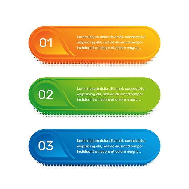 Layout-Workflow Buntes Menü für die App-Oberfläche skizzieren Zahlenoptionen Webdesign von Schaltflächenelementen Infografiken 1 2 3 Vektorvorlage Textabbildung