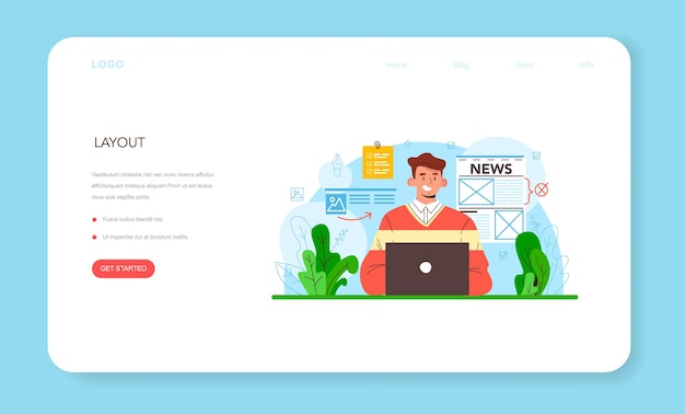 Layoutdesigner, Webbanner oder Landingpage-Magazin oder -Zeitung