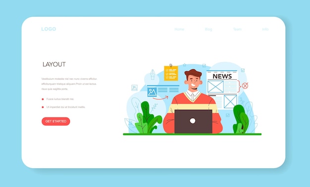 Layoutdesigner, webbanner oder landingpage-magazin oder -zeitung