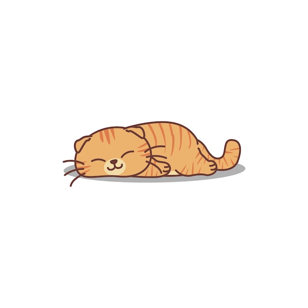 Vektor lazy scottish fold cat orangefarbene schlafende cartoon-vektorillustration