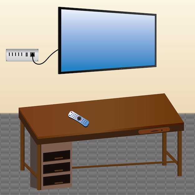 Vektor lcd-flachbildschirm led-flatbildschirm auf dem tisch realistischer fernsehschirm leere fernsehvorlage