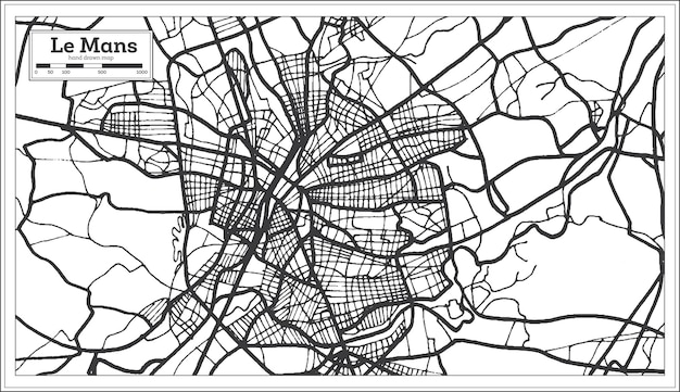 Le mans frankreich karte in schwarz und weiß