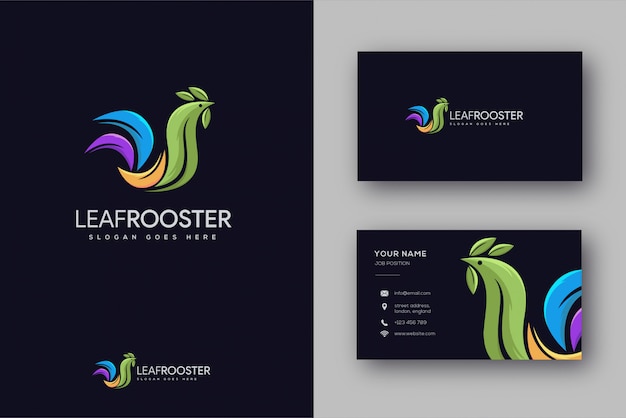 Leaf rooster logo und visitenkarte