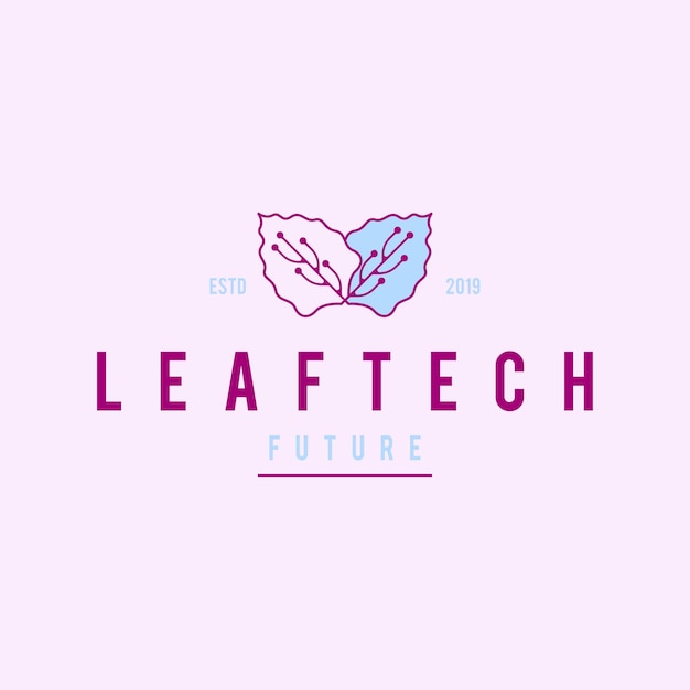 Leaftech Logo Design Concept Vektorlogo, das aus einer Kombination von Blättern und Technologie erstellt wurde