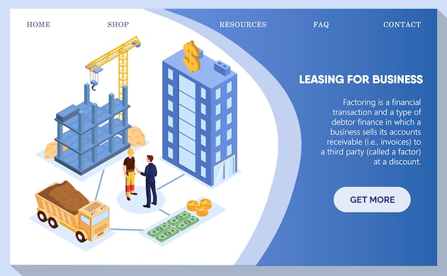 Vektor leasing für unternehmen, baukonstruktionen web.
