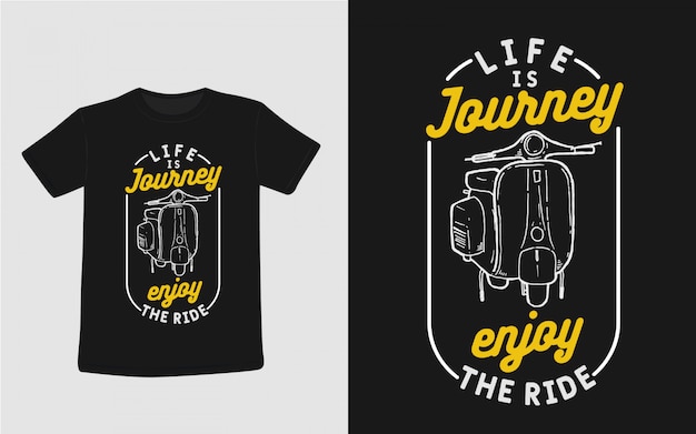 Vektor leben ist reise genießen sie die fahrt typografie für t-shirt design