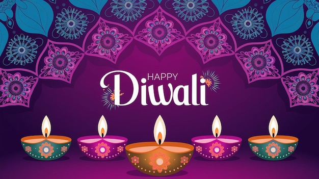 Lebendige und festliche digitale Illustration zum Feiern von Diwali