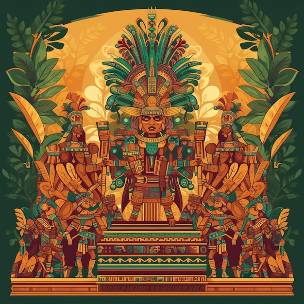 Lebendiger Montezuma II. im aztekischen Thronsaal