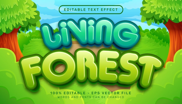 lebendiger Wald 3D-Texteffekt und bearbeitbarer Texteffekt