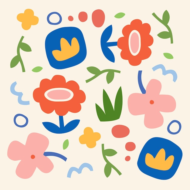 Lebendiges Blumenarrangement für Karten und Einladungen Doodle-Element