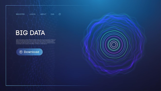 Lebendiges kreisförmiges Big-Data-Muster auf dunkelblauem Hintergrund