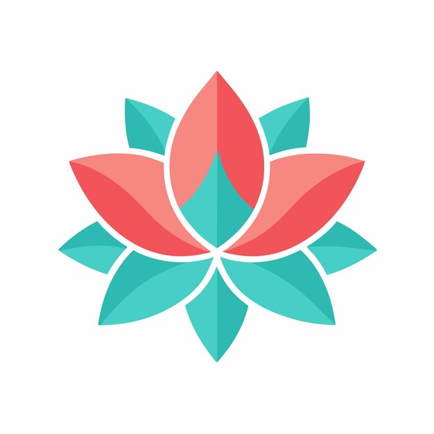 Lebendiges Rot- und Teal-Lotusblumen-Ikon Bold Natur-inspiriertes Design für Wellness und Gleichgewicht