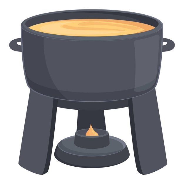 Lebensmittel-fondue-ikone, cartoon-vektor, abendessen, kochen, soßengericht