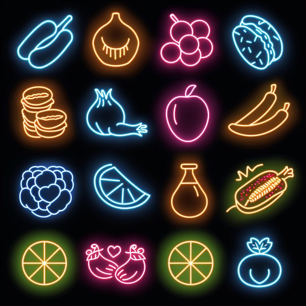Lebensmittelallergen-Neonvektor-Set