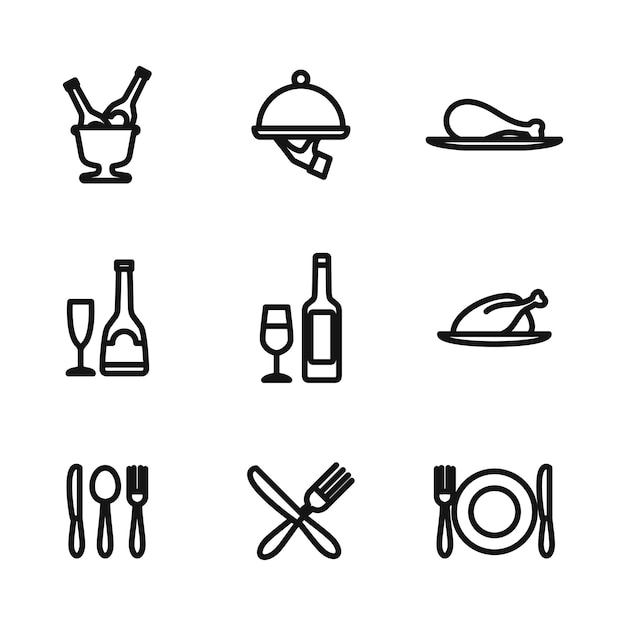 Lebensmittelvektor-Ikonen Einfache Illustrationssatz von 9 Lebensmittelelementen Bearbeitbare Ikonen können in der Benutzeroberfläche des Logos und im Webdesign verwendet werden