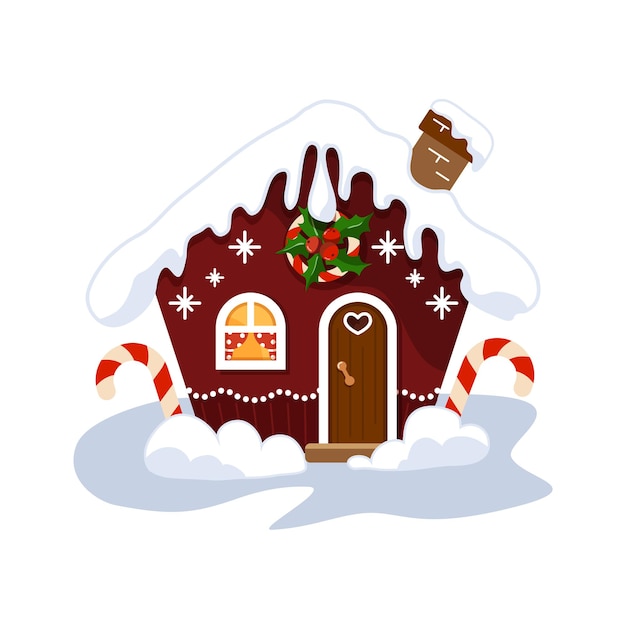 Vektor lebkuchenhaus zu weihnachten. ein schönes und charmantes kleines haus.