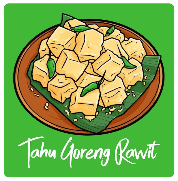 Lecker tahu goreng rawit ein indonesischer snack im doodle-stil