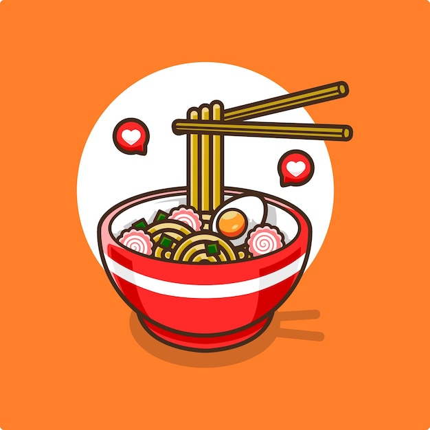 Leckere japanische Ramen-Essen und Getränke Vektorillustration