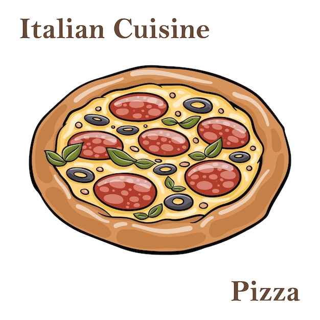 Leckere Peperoni-Pizza mit Pilzen und Oliven