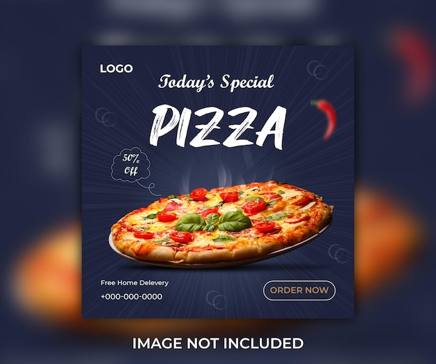 Vektor leckere pizza social media post design