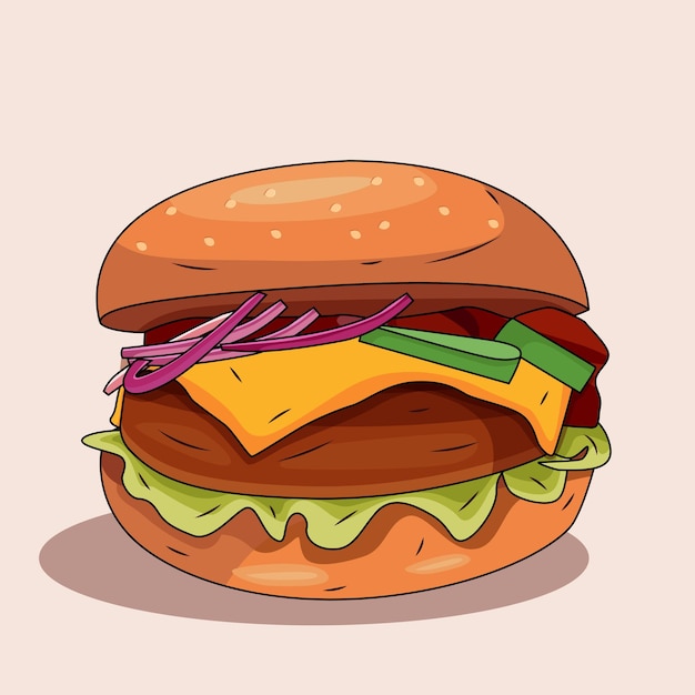 leckerer Burger mit Fleisch. Vektor isoliertes Objekt