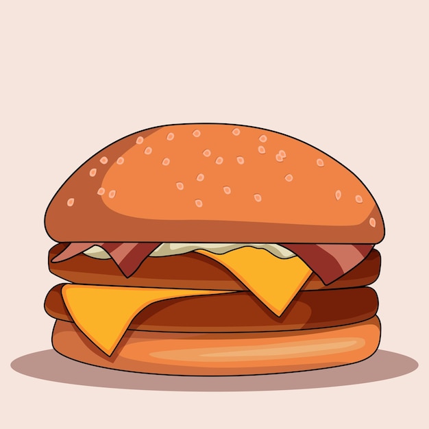 leckerer Burger mit Fleisch. Vektor isoliertes Objekt
