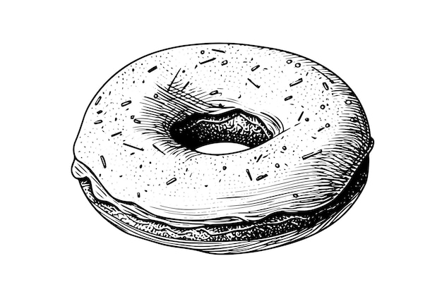 Leckerer donut-gravurstil. handgezeichnete tintenskizze, vektorillustration