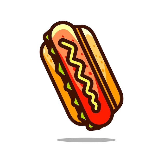 Leckerer hot dog im niedlichen cartoon-vektor-stil