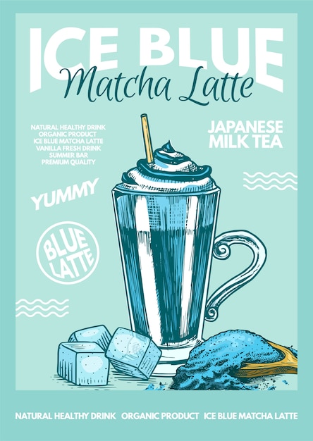 Leckeres eisblaues matcha latte poster