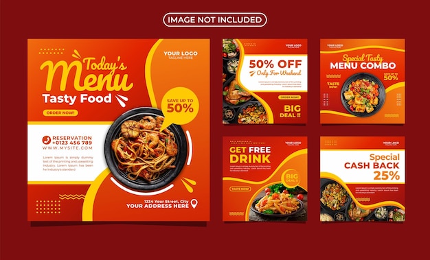 Leckeres Essen Social Media Post Banner quadratische Vorlage Design