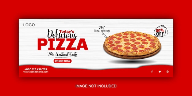 Vektor leckeres essen und pizza-menü facebook-cover-banner-vorlage