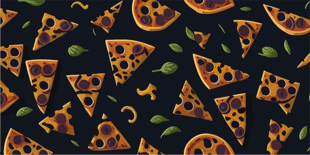 Leckeres Meisterwerk, bunte Vektor-Pizza-Muster-Illustration