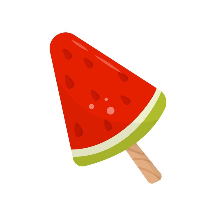 Vektor leckeres wassermeloneneis auf holzstab köstliches sommerdessert flaches vektorelement für menü-promo-banner oder poster
