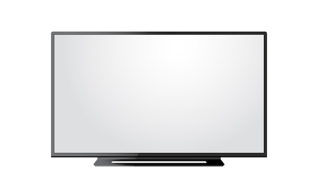 Vektor led-tv-bildschirm, vorderansicht, glänzendes tv-display mit ständer