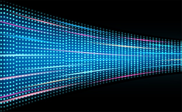 LED-Videobildschirm mit Spotlicht und lebendigen Bewegungseffekten. Digitales Panel mit Diodenlampen-Hologramm