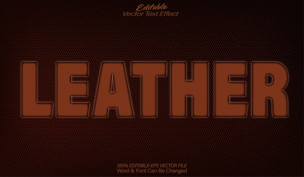 Leder-Vektor-Text-Effekt bearbeitbar Alphabet Braun Vintage-Kleidung Retro-Mode realistisch