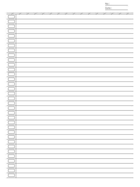Leer gefächerte Papiervorlage für Notizen und Listen