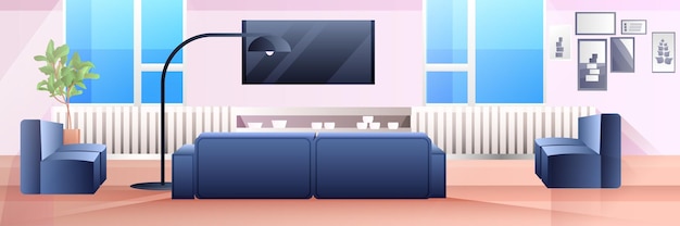 Vektor leer keine menschen wohnzimmer innen modernes wohnungsdesign, horizontale illustration