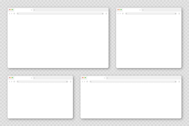 Leer Web-Browser-Fenster mit Tab-Werkzeugleiste und Suchfeld moderne Website-Internetseite in Flachform