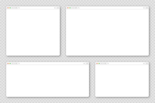 Leer Web-Browser-Fenster mit Werkzeugleiste und Suchfeld moderne Website-Internetseite im flachen Stil