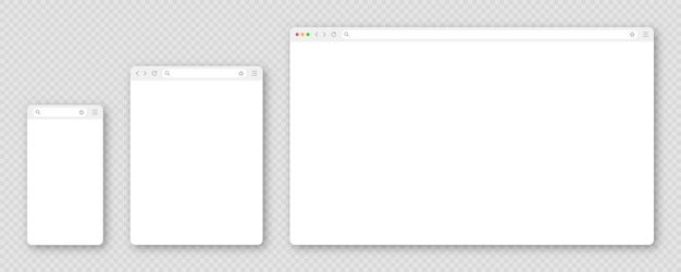 Leer Web-Browser-Fenster mit Werkzeugleiste und Suchfeld moderne Website-Internetseite im flachen Stil