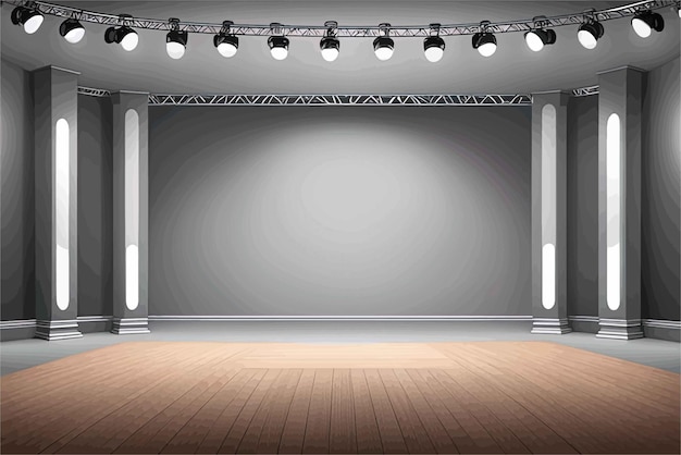 leere Bühne, leeres Theater mit weißen Vorhängen, leeres Theater, 3D-Rendering, leere Bühne, leeres Theater